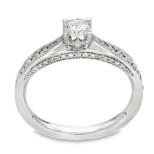 18ct White Gold Diamond Engagement Ring - Size K½ - 0.75ct