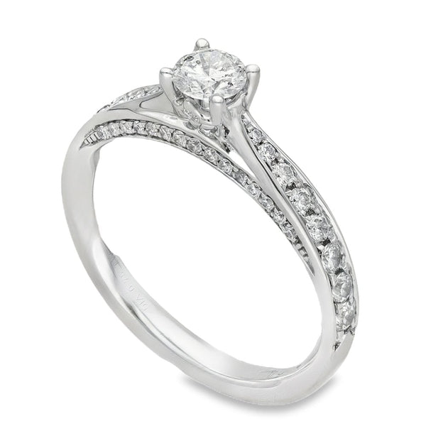 18ct White Gold Diamond Engagement Ring - Size K½ - 0.75ct