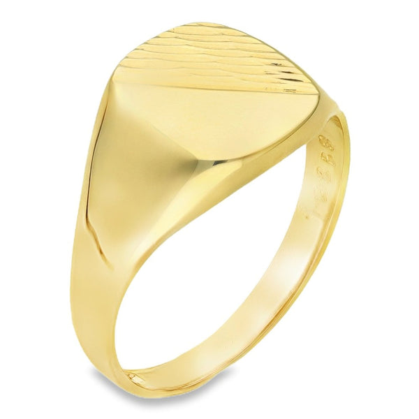 9ct Yellow Gold Cushion Signet Ring - Size R½ - 12mm