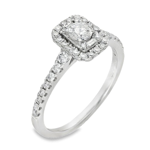 9ct White Gold Diamond Halo Cluster Ring - Size K - 0.50ct