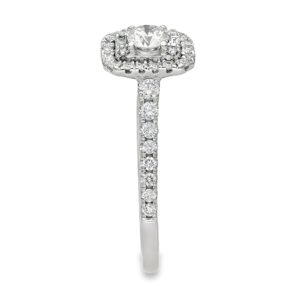 9ct White Gold Diamond Halo Cluster Ring - Size K - 0.50ct