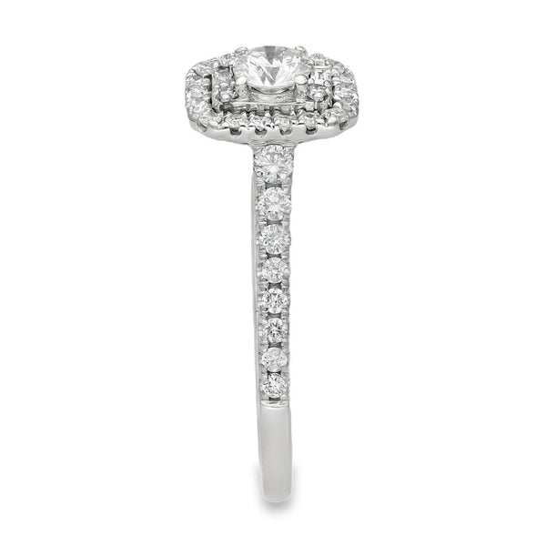 9ct White Gold Diamond Halo Cluster Ring - Size K - 0.50ct