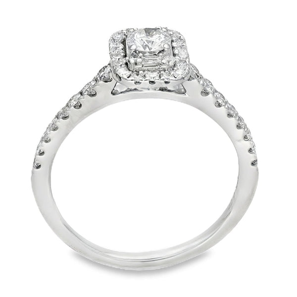 9ct White Gold Diamond Halo Cluster Ring - Size K - 0.50ct