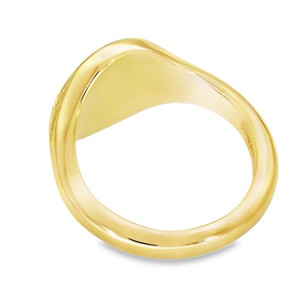 9ct Yellow Gold Plain Oval Signet Ring - Size Q - 14mm