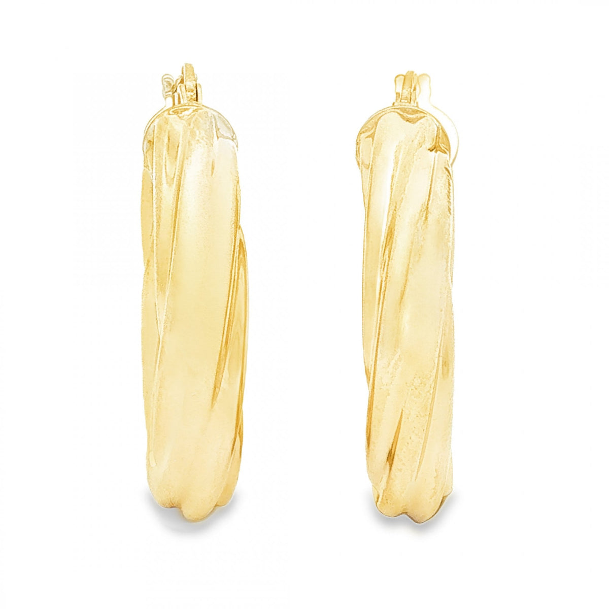 9ct Yellow Gold Swirl Hoop Earrings - 4.5x25x24mm - 2.7g