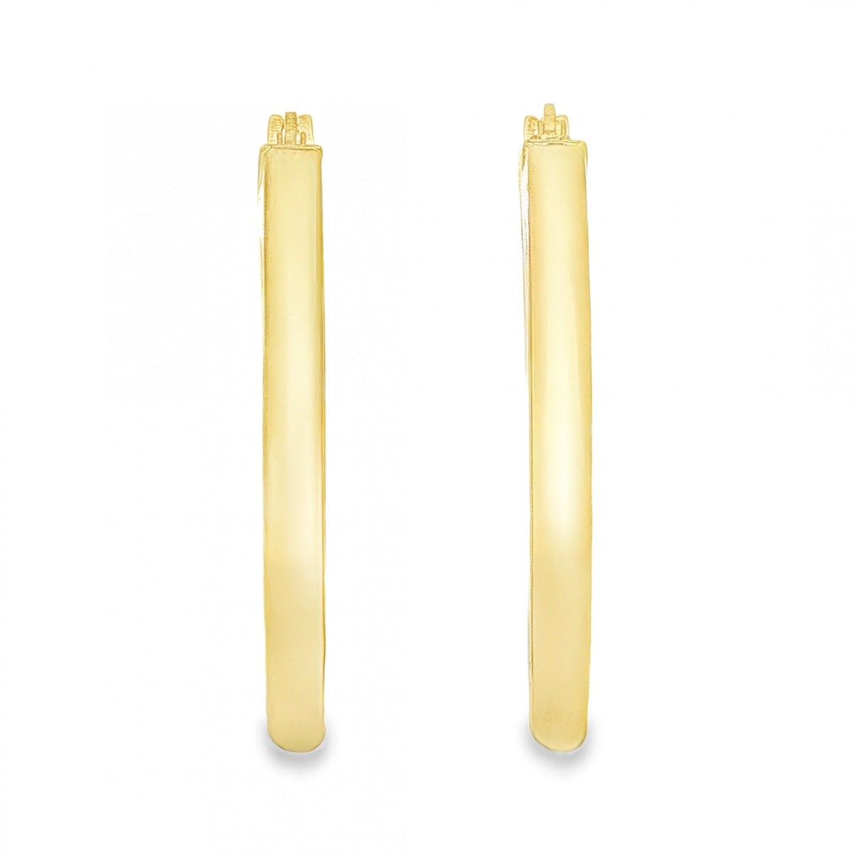 9ct Yellow Gold Oval Square Tube Hoop Earrings - 3x31x22mm -1.9g