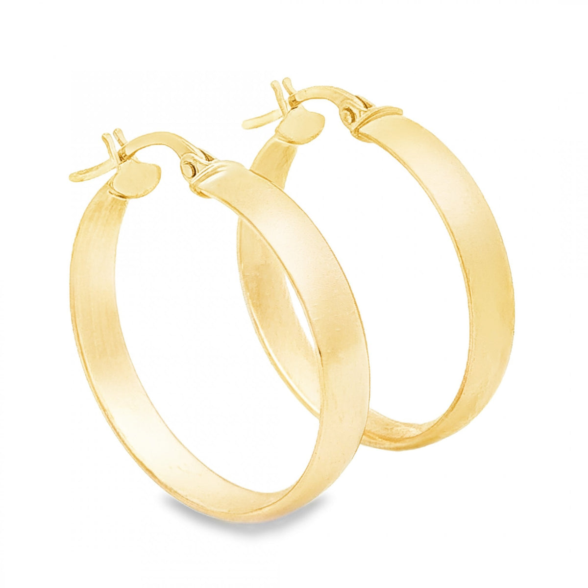 9ct Yellow Gold Court Shape Hoop Earrings - 3.5x24x23mm - 1.4g
