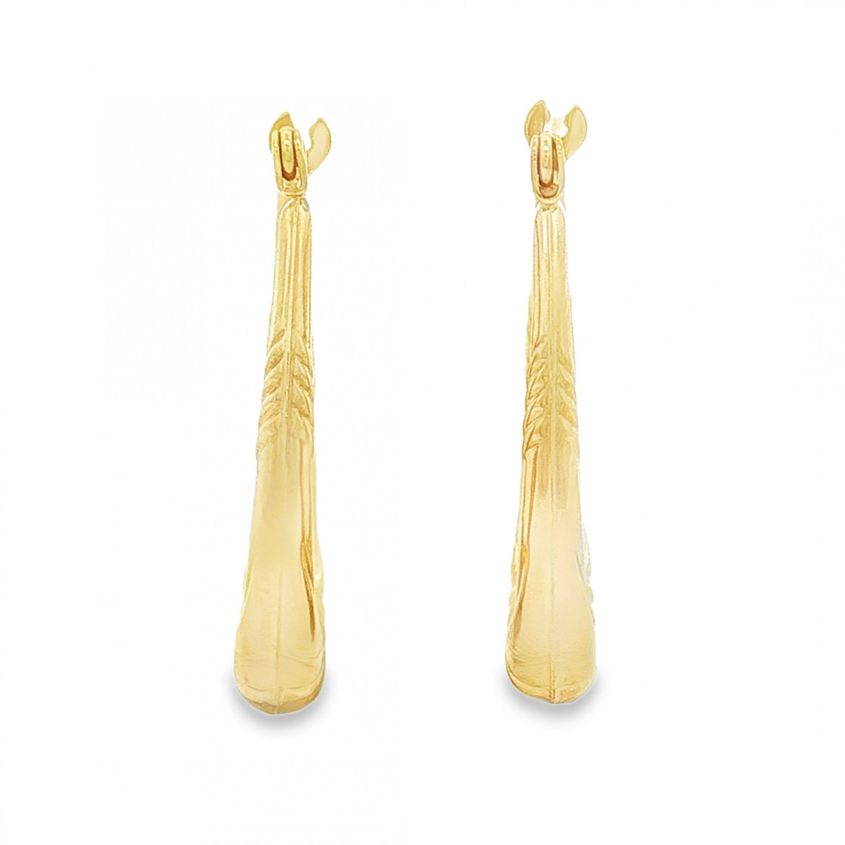 9ct Yellow Gold Oval Fan Hoop Earrings - 3.5x25x20mm - 1.2g