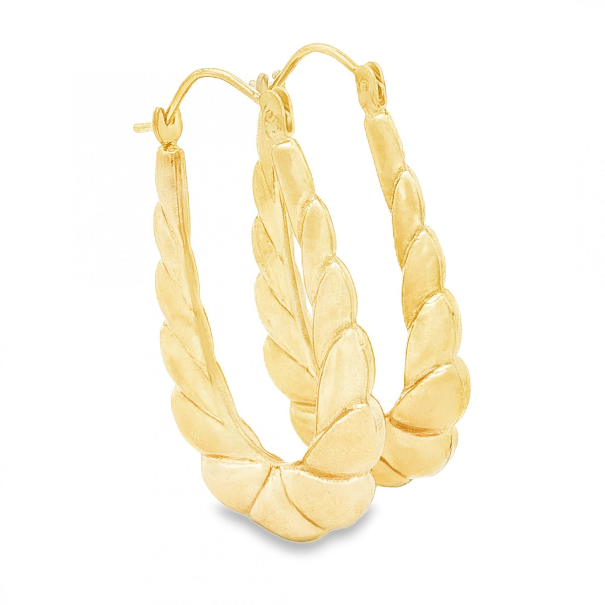 9ct Yellow Gold Oval Bubble Hoop Earrings - 4.5x34x20mm - 1.8g