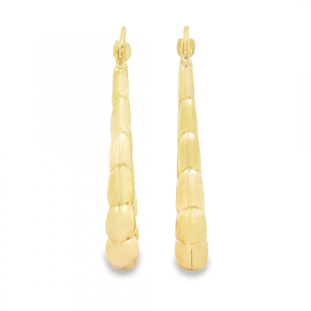 9ct Yellow Gold Oval Bubble Hoop Earrings - 4.5x34x20mm - 1.8g