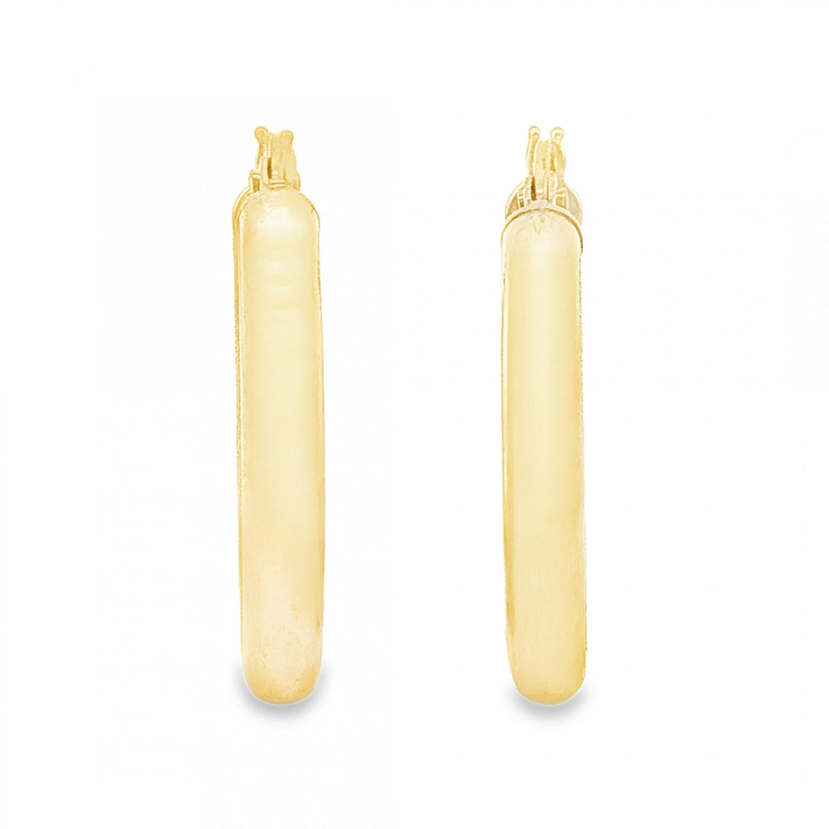 9ct Yellow Gold Round Plain Hoop Earrings - 3x22x21mm - 1.2g