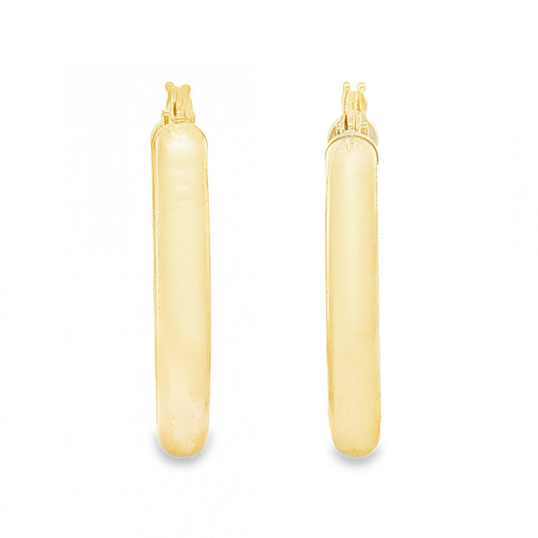 9ct Yellow Gold Round Plain Hoop Earrings - 3x22x21mm - 1.2g