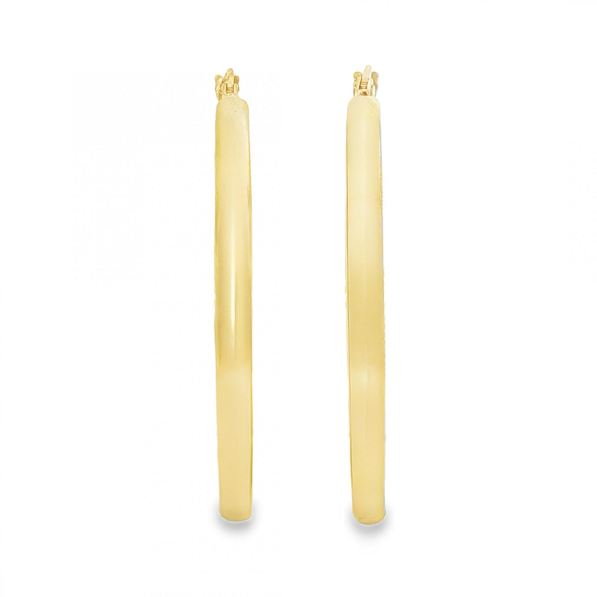 9ct Yellow Gold Patterned Oval Hoop Earrings - 3x36x28mm - 3.8g