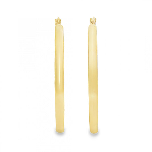 9ct Yellow Gold Patterned Oval Hoop Earrings - 3x36x28mm - 3.8g