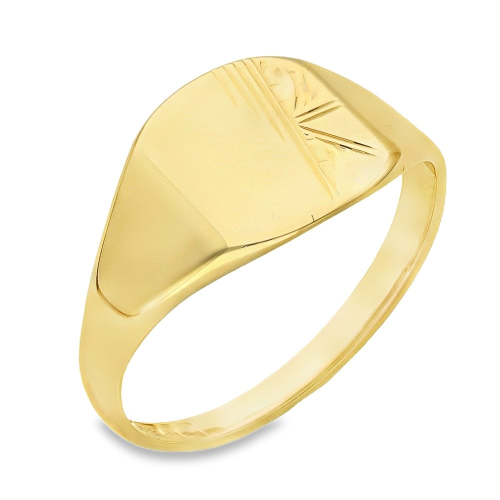 9ct Yellow Gold Kids Signet Ring - Size L - 9mm