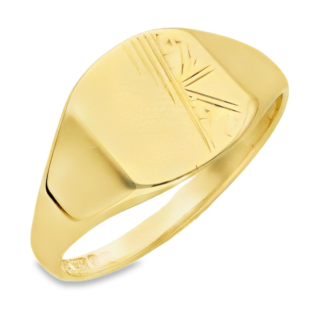 9ct Yellow Gold Kids Signet Ring - Size L - 9mm