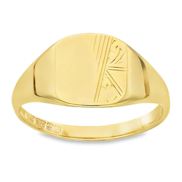 9ct Yellow Gold Kids Signet Ring - Size L - 9mm