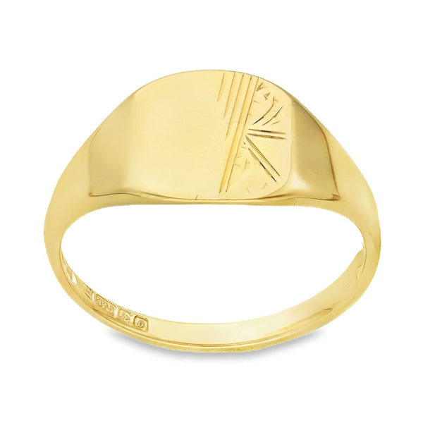 9ct Yellow Gold Kids Signet Ring - Size L - 9mm