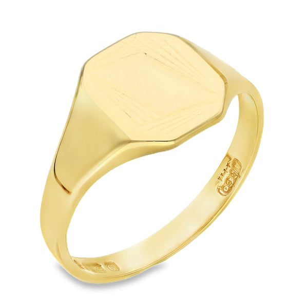 9ct Yellow Gold Octagonal Signet Ring - Size P½ - 11mm