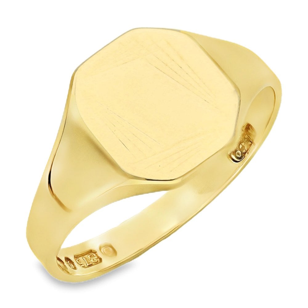 9ct Yellow Gold Octagonal Signet Ring - Size P½ - 11mm