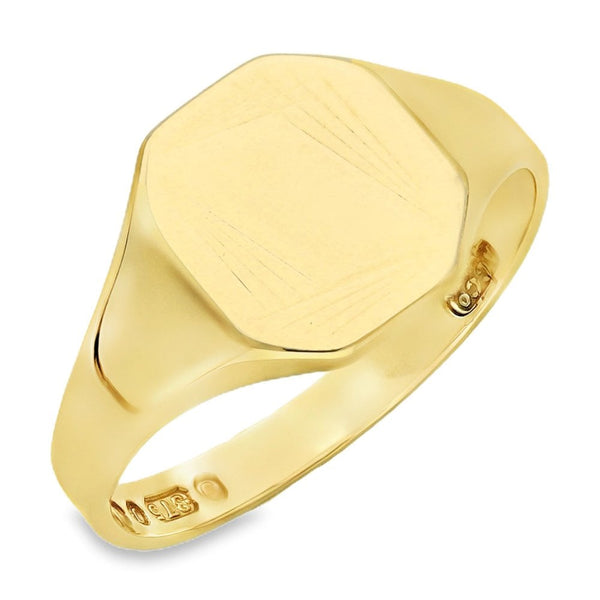 9ct Yellow Gold Octagonal Signet Ring - Size P½ - 11mm