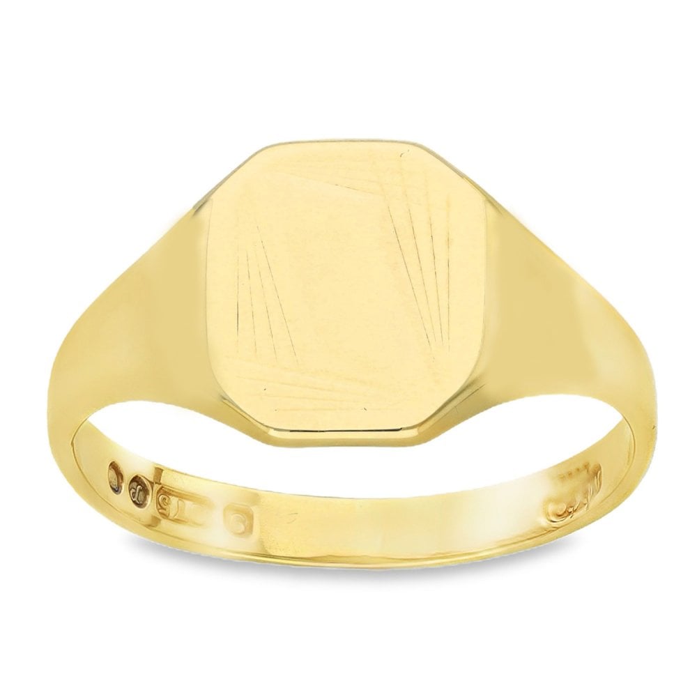 9ct Yellow Gold Octagonal Signet Ring - Size P½ - 11mm