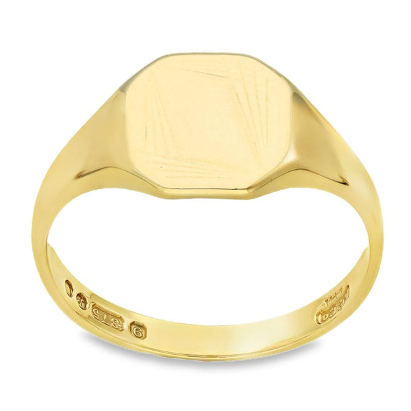 9ct Yellow Gold Octagonal Signet Ring - Size P½ - 11mm