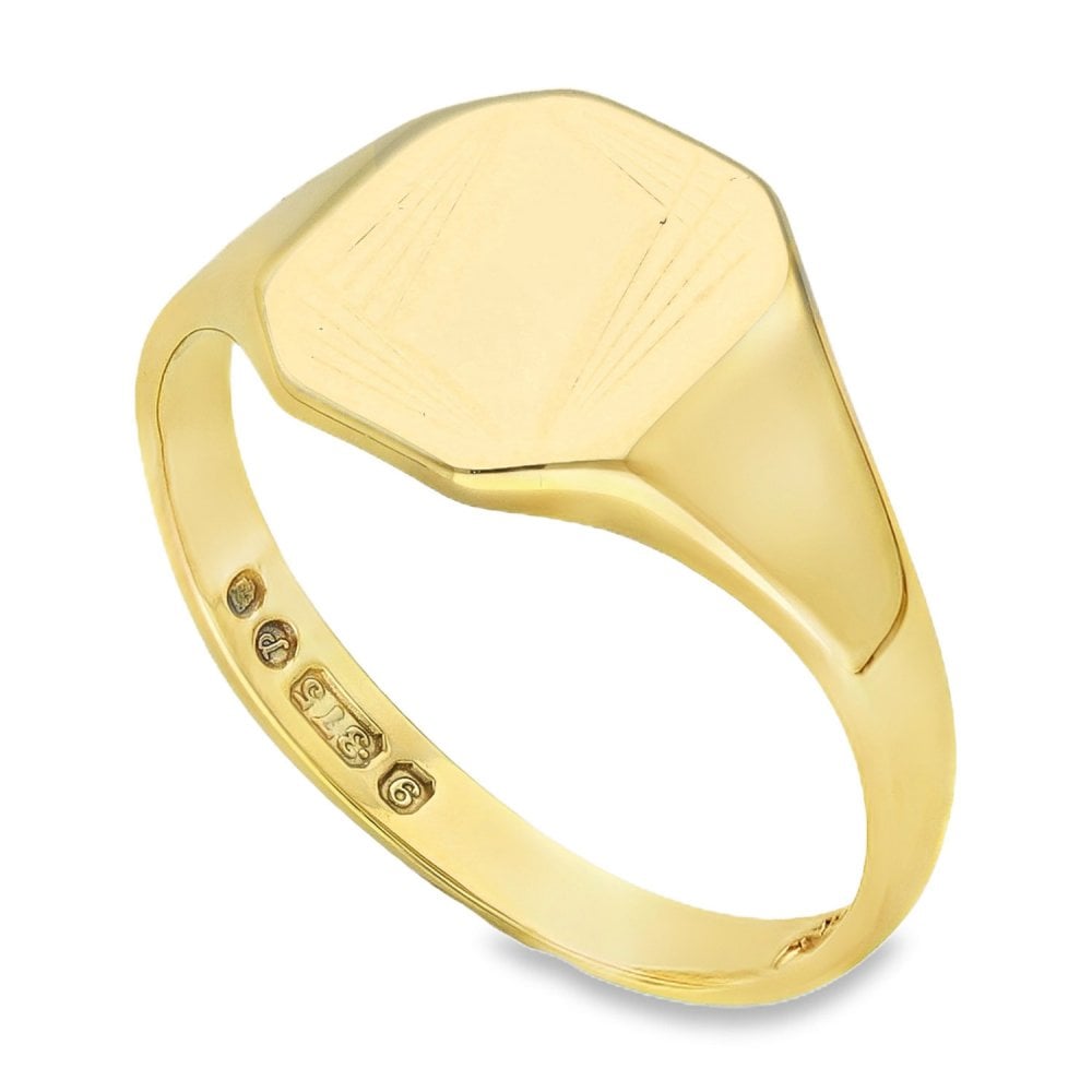 9ct Yellow Gold Octagonal Signet Ring - Size P½ - 11mm
