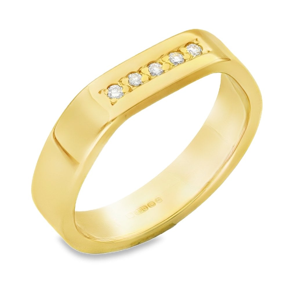 18ct Yellow Gold Diamond Row Ring - Size I - 0.025ct