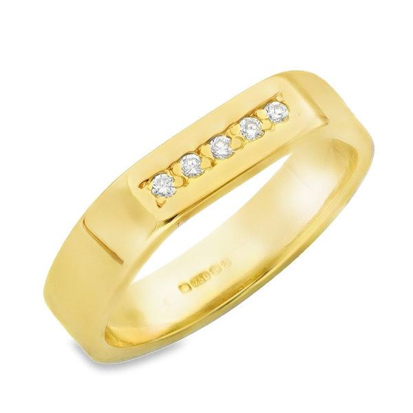 18ct Yellow Gold Diamond Row Ring - Size I - 0.025ct