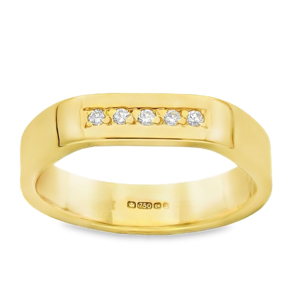 18ct Yellow Gold Diamond Row Ring - Size I - 0.025ct