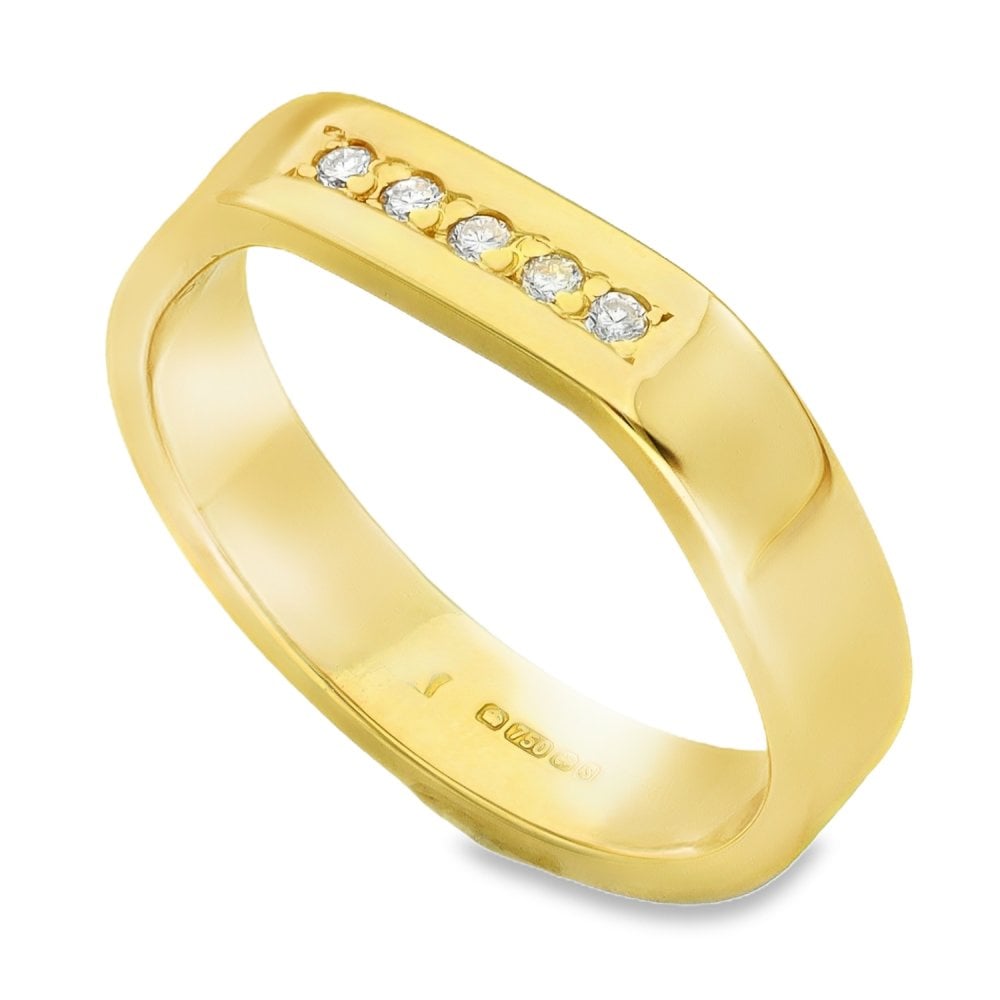 18ct Yellow Gold Diamond Row Ring - Size I - 0.025ct
