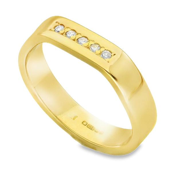 18ct Yellow Gold Diamond Row Ring - Size I - 0.025ct