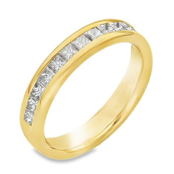 18ct Yellow Gold Diamond Half Eternity Ring - Size N - 0.75ct