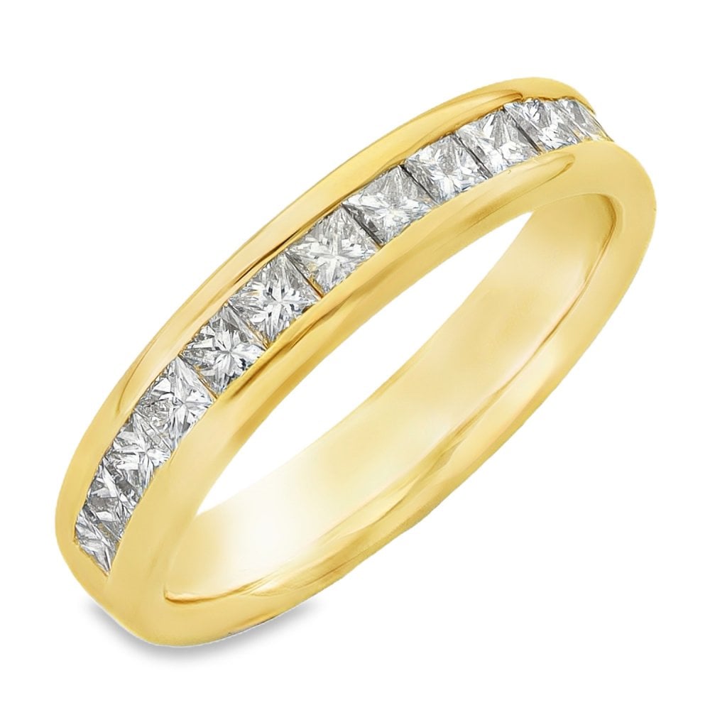 18ct Yellow Gold Diamond Half Eternity Ring - Size N - 0.75ct