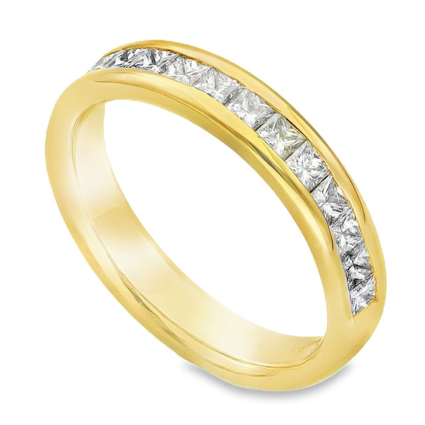 18ct Yellow Gold Diamond Half Eternity Ring - Size N - 0.75ct