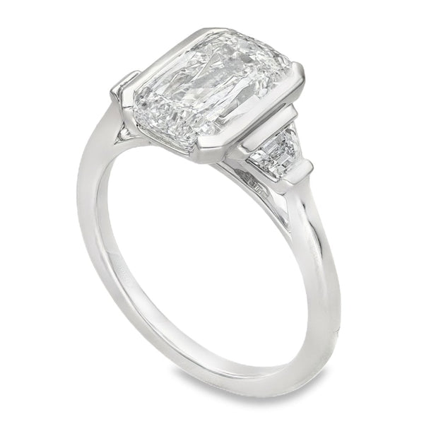 3.54ct White Gold Cushion-Cut Diamond Trilogy Ring - E/VVS2
