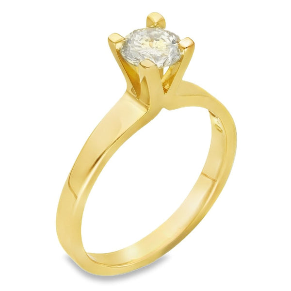 18ct Yellow Gold Diamond Engagement Ring - Size R - 0.90ct