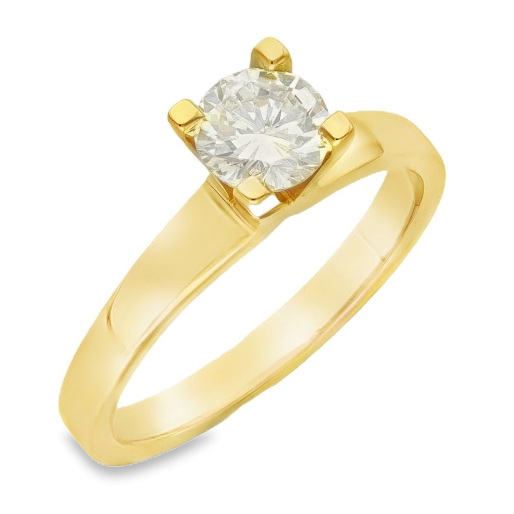 18ct Yellow Gold Diamond Engagement Ring - Size R - 0.90ct