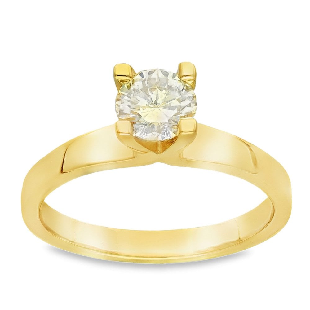 18ct Yellow Gold Diamond Engagement Ring - Size R - 0.90ct