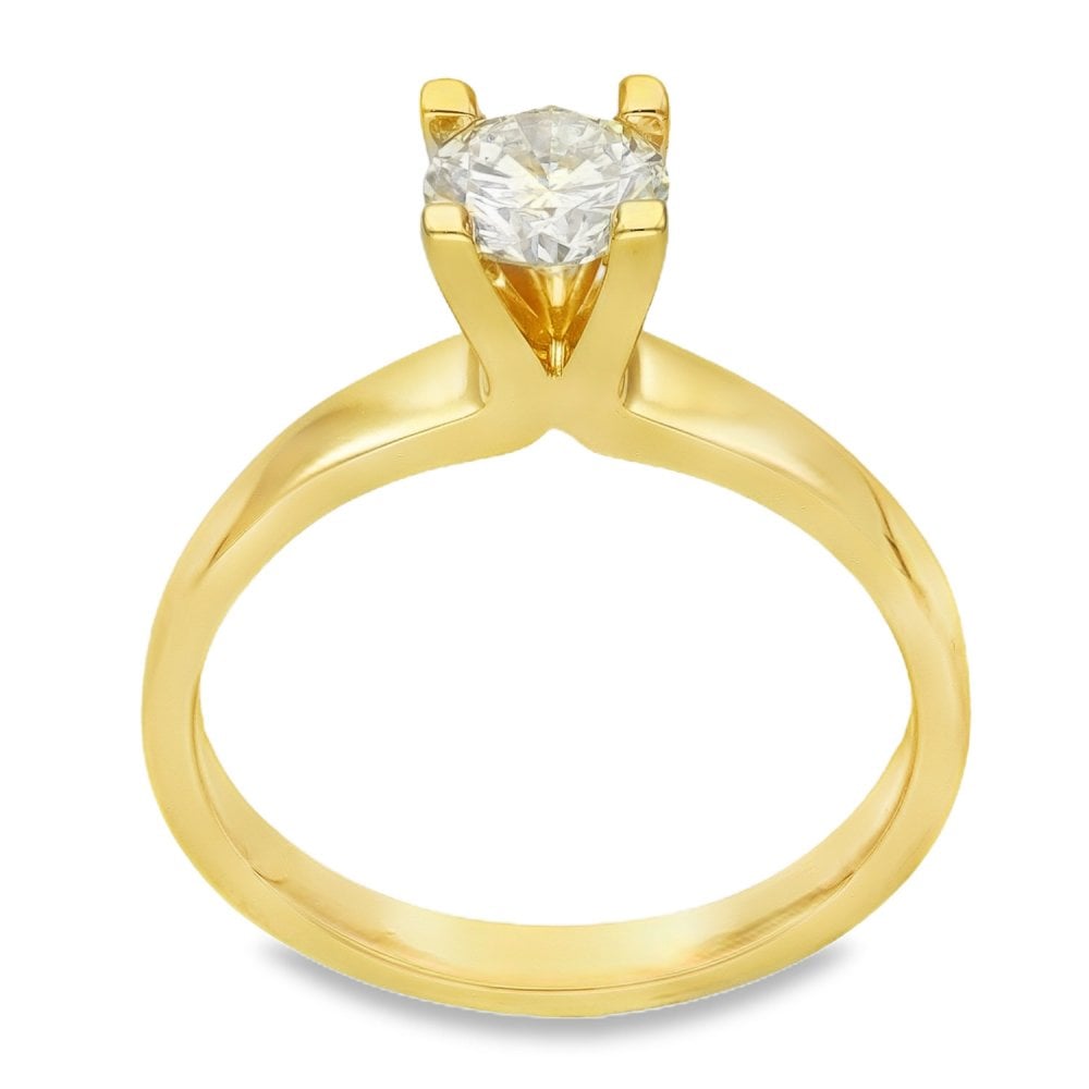 18ct Yellow Gold Diamond Engagement Ring - Size R - 0.90ct