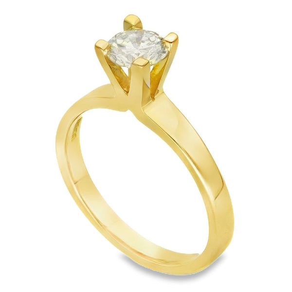 18ct Yellow Gold Diamond Engagement Ring - Size R - 0.90ct