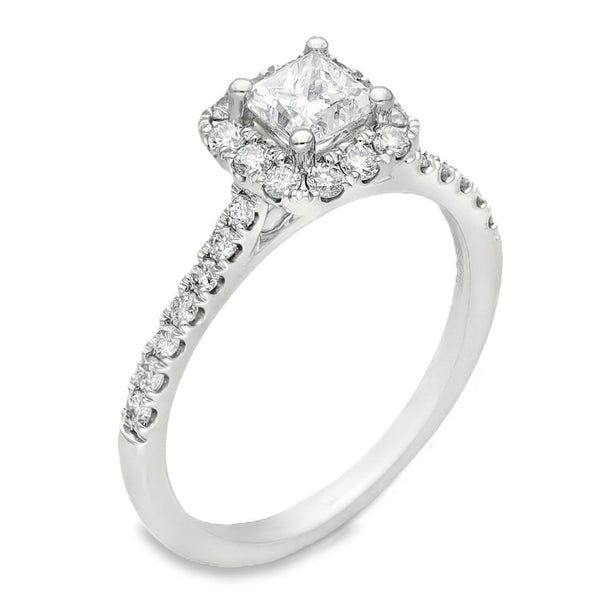 950 Platinum Diamond Halo Cluster Ring - Size K - 1.14ct