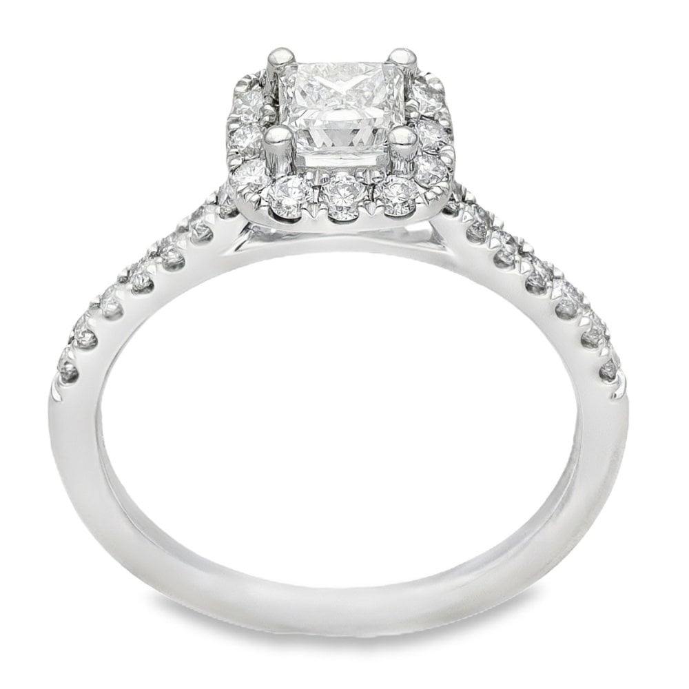 950 Platinum Diamond Halo Cluster Ring - Size K - 1.14ct