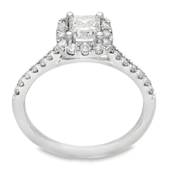 950 Platinum Diamond Halo Cluster Ring - Size K - 1.14ct