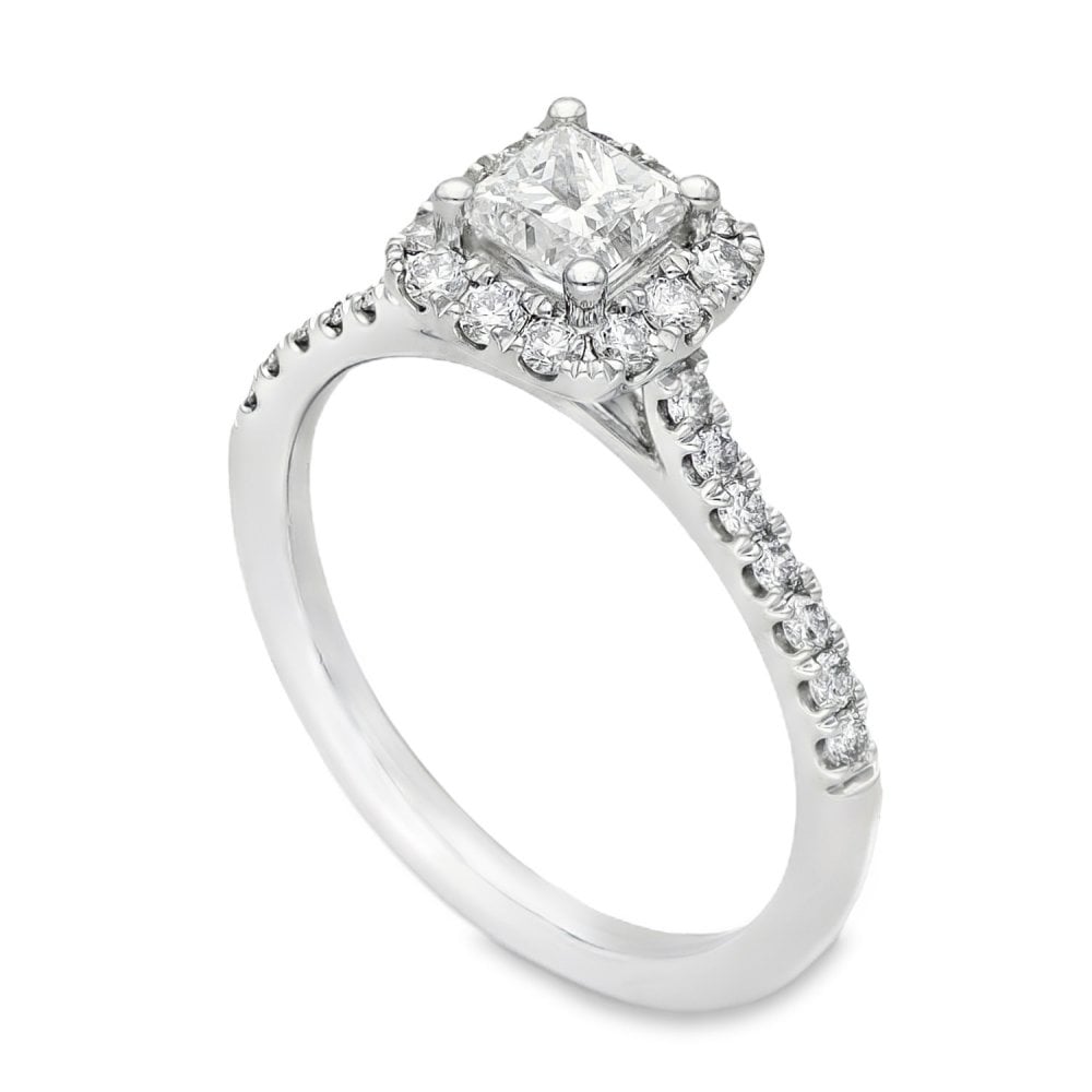 950 Platinum Diamond Halo Cluster Ring - Size K - 1.14ct
