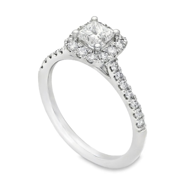 950 Platinum Diamond Halo Cluster Ring - Size K - 1.14ct
