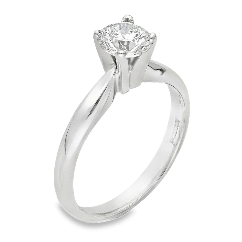 18ct White Gold Round Diamond Solitaire Engagement Ring - 0.78ct