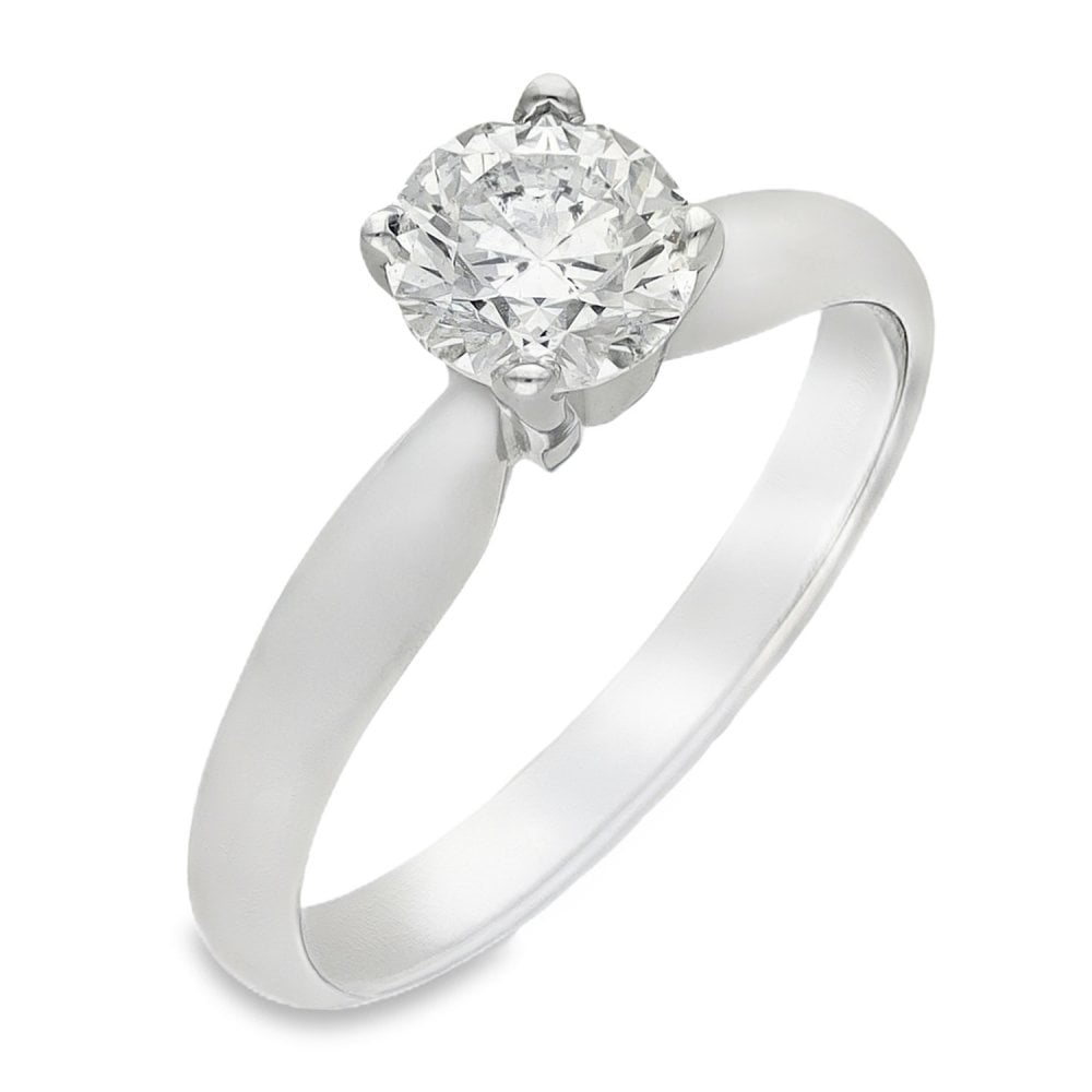 18ct White Gold Round Diamond Solitaire Engagement Ring - 0.78ct