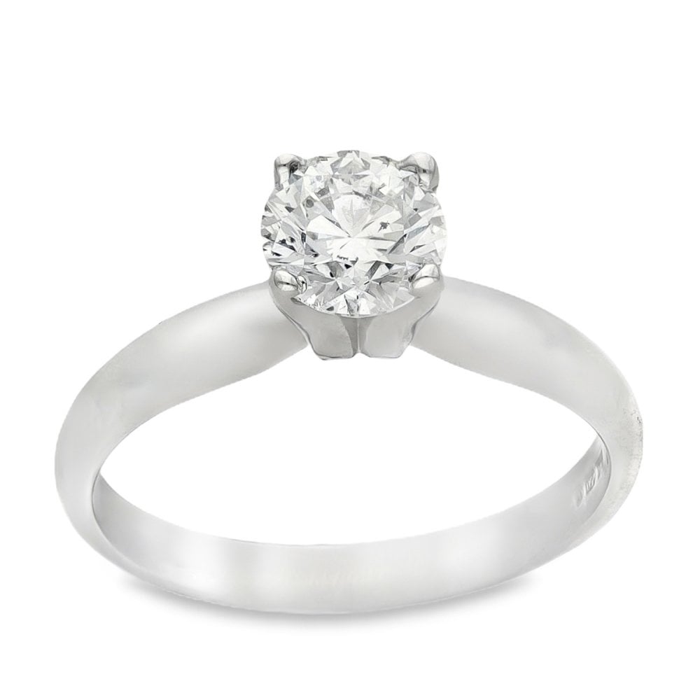 18ct White Gold Round Diamond Solitaire Engagement Ring - 0.78ct